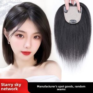 9 * 9-25cm 100% Tóc Người Mảnh Tóc Đen Và Nâu Mocha Bổ Sung Tóc Che Tóc Trắng Thoáng Khí Và Nhẹ Tóc Giả Tăng Thể Tích Tóc Dành Cho Phụ Nữ