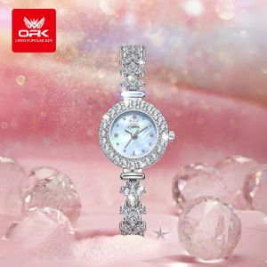 opk Brand Watch New Fashion Versatile Womens Watch Niche Light Luxury Diamond-Studded Dial Quartz Watch for Women