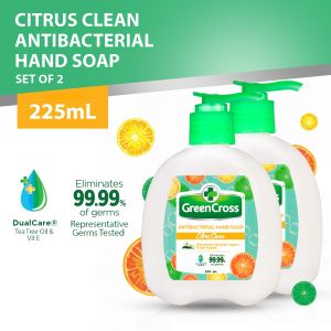 Green Cross Citrus Clean Antibacterial Hand Soap 225ml Pump Set of 2