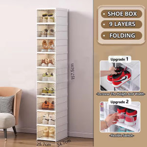 FurnishNest Folding Large Shoe Box Installation-Free Shoe Organizer Box Hard Plastic Shoe Rack Clutter Storage#XH001