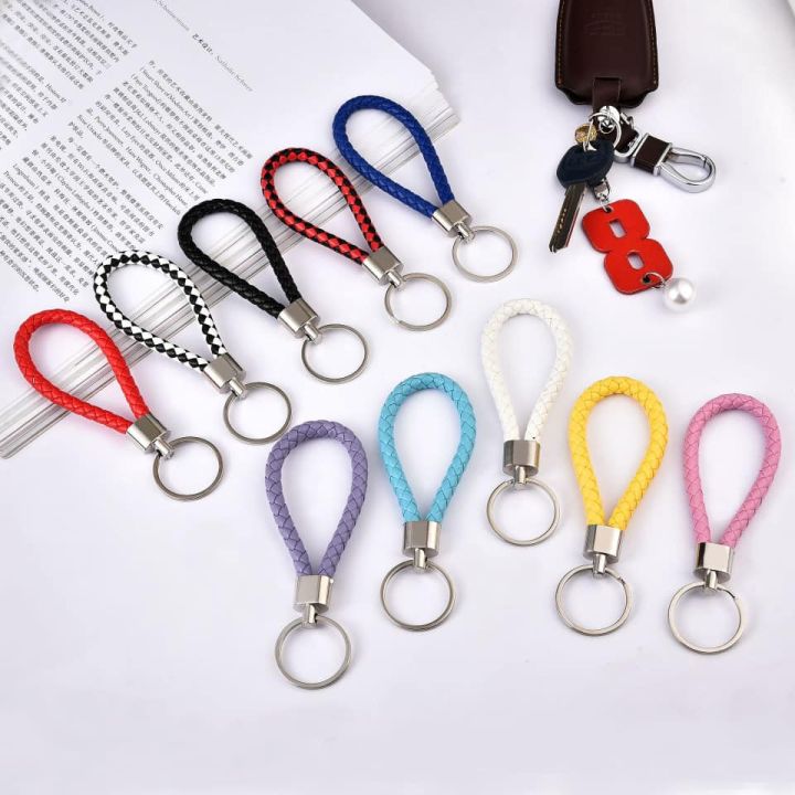 PU Leather Braided Woven Keychain Rope Rings Fit DIY Circle Pendant Key  Chains Holder Car Keyrings Lazada PH
