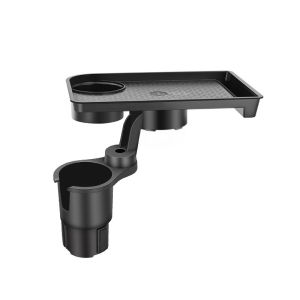 Cup Holder Tray for Eating Detachable Car Cup Holder Expander & 360° Rotating Car Cup Holder Tray Table with Groove for Holding Mobile Phones or Tablets