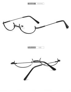 กรอบแว่นตาครึ่งล่าง ขอบครึ่งตาไร้กระจกสองมิติสำหรับผู้หญิง