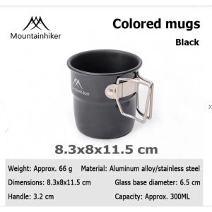 【Ready Stock】Camping Water Cup 300ML Portable Aluminum Alloy Mug with Foldable Handle Outdoor Picnic Cup Lightweight Tableware