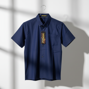 KEMEJA POLOS PRIA AYAH DAN ANAK WARNA NAVY COTTON BAJU LENGAN PENDEK REGULER MENS BASIC