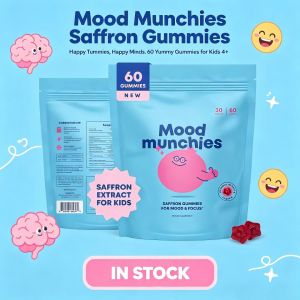 Kids Saffron Mood Gummies | Calm & Focus Support Berry Flavor 60 Gummies