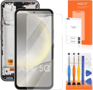 OLED for Samsung Galaxy A54 Screen Replacement for Samsung A54 5G LCD Display SM-A546E SM-A546B SM-A546U LCD Digitizer Touch Assembly Black with Frame(Original Size 6.4"Support Fingerprint)