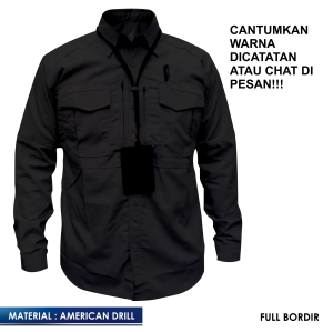 KEMEJA TACTICAL M TAC FULL BORDIR COSTUM SATUAN - SERAGAM PDL DAN OUTDOOR PRIA BAHAN AMERICAN DRILL / PAKAIAN ATASAN PASMAMPRES LAPANGAN LENGAN PANJANG MATERIAL
