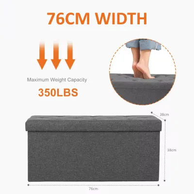 [FABRIC] Foldable Storage Ottoman Bench For Living Room Bedroom Entryway