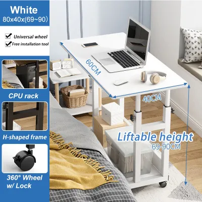 KEKEE Bedside Portable Easy Lifting Laptop Table Height Adjustable with Wheel Home Computer Desk Multifunctional Lift Bedroom Movable Bed Desk Meja Belajar Meja Komputer 床边书桌
