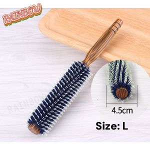 Bristle Curling Comb Brush Wooden Handle Heat-resistan Anti-static Salon Barber Hair Styling Tool