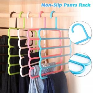 5Layers Anti Skid Dry Wet Pants Trousers closet wardrobe Hangers Holders Storage Rack Clothes Space