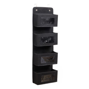 (SG SHOP) 4-Layer Over Door Hanging Organizer Space-Saving Storage Box with Hardboard Support and Shelves