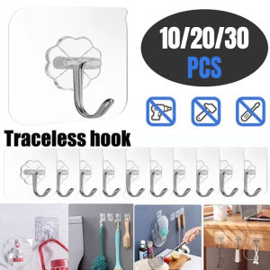 10/20/30PCS Creative Transparent Traceless Hook Nail Free Hook for Bathroom Self-adhesive Door Wall Hook Kitchen Toilet Magic Stick Hook