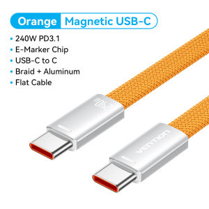Vention USB C Cable Magnetic Fast Charging Cable 240W PD3.2 5A 480Mbps Data Transfer Braided Cord for MacBook iPhone Android