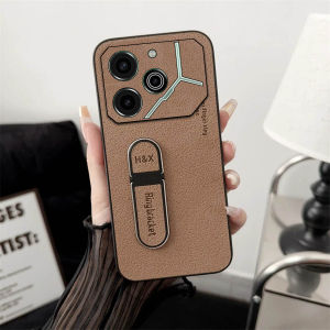 Promo Standing Case Tecno Pova 6 / Pova 6 Pro 5G Softcase Luxury Plain Leather Ring Holder