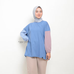 Mix Color NonBusui Kaos Oversized Wanita Model Terbaru Tiga Warna Lengan Balon Atasan Jumbo by Ziggy