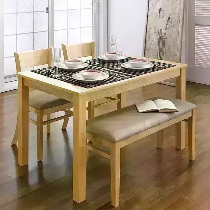 [Freeship] Bộ bàn ăn ghế băng 4 chỗ IBIE Ulsan gỗ cao su, tùy chọn màu ...