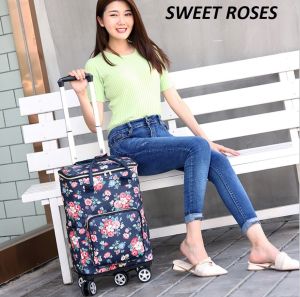 10/10 LIMITED TIME SALE - FRESH RETRACTABLE FOLDING GROCERY SHOPPING CART SHOPPING TROLLEY WITH INSULATED THERMAL BAG & NEWEST AIRCRAFT ROTATION WHEELS-MANY DESIGNS TO CHOOSE-BUYB4GONE