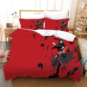 clu NARUTO 3in1 Bedsheet Set Queen Size Bed Sheet Anime Boruto Uchiha Itachi Sasuke Bedroom Washable ulc