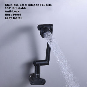 720° Mechanical Arm Rotating Kitchen Faucet 304 Stainless Steel Rotating Taps Rust-proof Water-saving Bathroom Kitchen Sink Faucets Single Cold