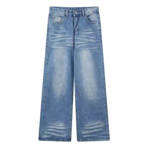 2025 New Large-Sized Washed Denim Pants - High-Waist Straight Wide Leg Pants - Loose-Fitting Womens Style
