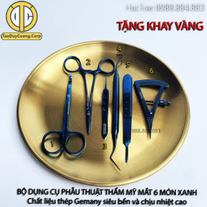 (COMBO 6 MÓN TẶNG KHAY VÀNG) Bộ nhấn mí mắt bộ phẫu thuật thẩm mỹ mí mắt full xanh Germany