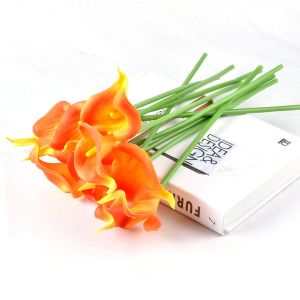 GUHEHARD 5Pcs Restaurant Wedding Bridal Elegant DIY Fake Flowers Artificial Calla Lilies Bouquet Silk Plants