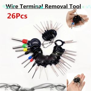 26pcs Car Terminal Removal Kit Wire Pin Extractor Set Car Stylus Wiring Crimp Connector Puller Metal Repair Tools