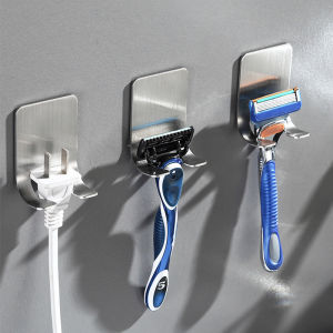 2PC Multifunctional Shaver HolderBathroom Hook，304 Stainless Steel Material，Bedroom Power Plug RackNot RustyWith Nail-Free GlueNo Drilling Required