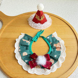 【Free-style】พร้อมส่งจากไทย ชุดคริสต์มาสสำหรับสัตว์เลี้ยง หมวก ผ้าเช็ดปาก เหมาะสำหรับสุนัขและแมว S/M/L