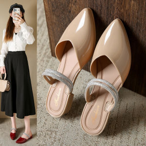 Free Shipping Baotou WomenS Summer Outdoor Half Slippers 2026 New Fashion Elegant Pointed Toe Non-Slip Flat Sandals
