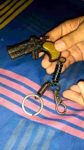 Mainan Pistol Gantungan Kunci Besar Diecas Metal Antik Vintage