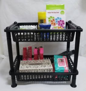 Black Plastic Storage Rack Organizer/Multipurpose Kitchen Rack/Space Saver/Shoe Rack/Kitchen Storage