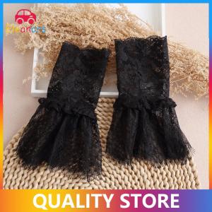[Eleanor] 1 Pair Decorative Lace Sleeves Decorated Cuffs Fake Sleeve For Wedding Dress Wild Flounces Wrist Sleeves Pleated Wrist Cuffs