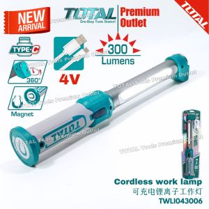 TOTAL Tools 300~75 Lumens Rechargeable LED Work Light W/magnetic base - TWLI043006