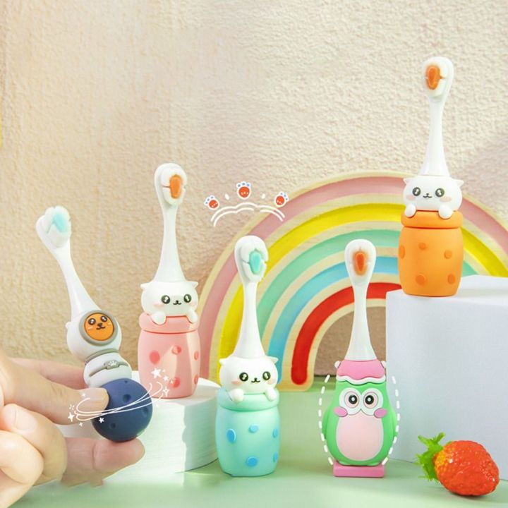 DTW Cartoon Baby Toothbrush Cute Portable Standing Toothbrush ...