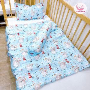 Combo gối mền 3 món cho bé đi học Katina House vải Tencel 60s mát lạnh bóng mượt