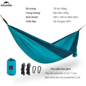 Naturehike Ultralight Swing Hammock NH21DC011 - Võng du lịch ngoài trời. Vải 340T Cao Cấp – Gấp Gọn Tiện Lợi