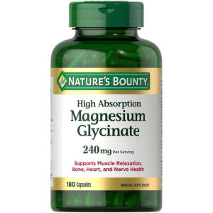 Natures Bounty High Absorption Magnesium Glycinate - Hỗ Trợ Giấc Ngủ Giảm Căng Thẳng - Hấp thụ tối ưu: Magnesium Glycinate được cơ thể hấp thụ dễ dàng hơn giúp bạn nhận được lợi ích tối đa. - Hàm lượng tối ưu: Mỗi viên nang chứa 240mg Magnesium Glycin