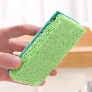 Spons Hijau Nano Magic dua sisi permukaan untuk Cuci Piring Cuci Wastafel Spons Pembersih Piring Serbaguna Spons Kerak Dapur Wastafel Anti Gores Cleaning Sponge AA45
