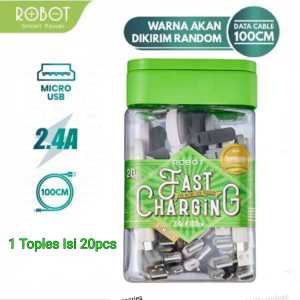 (1 Toples isi 20pcs) Kabel Data Robot (RGM) (RGL) (RGC) 2.1A 100cm - Garansi Resmi 1 Tahun