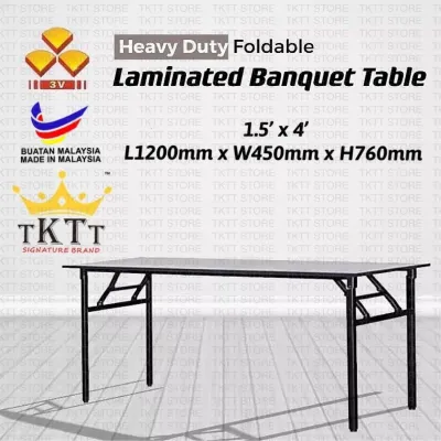 TKTT 3V 1.5x4 Heavy Duty Foldable Wood Top Banquet Table/ Folding Banquet Table/ Function Table/ Catering Table/ Buffet Table/ Hall Table/ Office Table/ Meja Banquet/ Meja Lipat/ Meja Niaga/ Meja Kayu (Local)