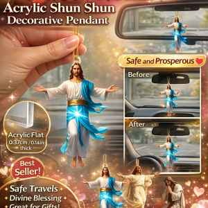 【Safe Journey】2D Jesus Christ Acrylic Flat Car Hanging Jesus Car Interior Decor Lucky Talisman Safe Prosperous Decorative