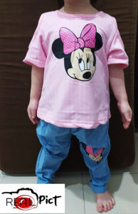 BJ ONLINE SET STRIPE MINNIE PINKY / SETELAN ANAK PEREMPUAN / BAYI CEWEK / TRENDY / CASUAL / PAKAIAN ANAK / COD /MINNIE PINKY