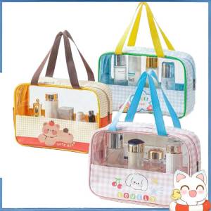 Transparent Cartoon PVC Makeup Bag  Portable Bathing Handbag Cute Lightweight Cosmetic Bag Travel