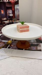 ABS Ceramic Plate High Legged Wooden Cake Fruit Stand Wedding Decorate Dessert Ceramic Wood Hiasan Dulang Pengantin Wedding 森系蛋糕台
