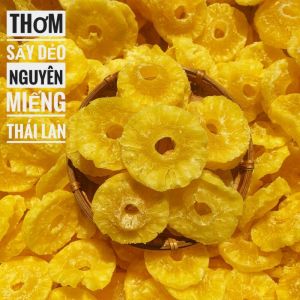 Mứt Thơm sấy dẻo nguyên miếng thái lan 1kg - Khóm khoanh sấy dẻo - Mứt tết - đồ ăn vặt
