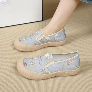 Free Shipping WomenS Shoes Spring New Collection Thick-Soled Breathable Casual WomenS Shoes Round-Toe Flats Mom Shoes WomenS Shoes