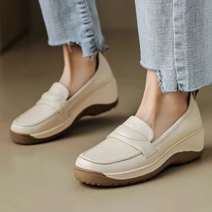 Free Shipping 2026 New Soft-Soled Wedge Heel Shoes WomenS Thick-Soled Soft Leather Comfortable Loafers Casual Shoes For Women